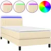 vidaXL Sommier à lattes de lit avec matelas LED Crème 90x200 cm Tissu