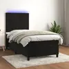 vidaXL Sommier à lattes de lit avec matelas et LED Bleu 90x200cm Tissu