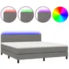 vidaXL Sommier à lattes de lit et matelas et LED Gris foncé 180x200 cm