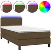 vidaXL Sommier à lattes de lit et matelas et LED Marron foncé 90x190cm