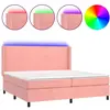 vidaXL Sommier à lattes de lit matelas et LED Rose 200x200 cm Velours