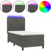 vidaXL Sommier à lattes de lit matelas LED Gris foncé 80x200cm Velours