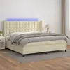 vidaXL Lit Boxspring avec matelas & LED Crème 200x200 cm Similicuir