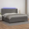 vidaXL Sommier à lattes de lit matelas LED Gris 200x200 cm Similicuir