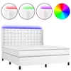 vidaXL Sommier à lattes de lit matelas LED Blanc 180x200 cm Similicuir