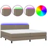 vidaXL Sommier à lattes de lit et matelas et LED Taupe 200x200cm Tissu