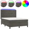 vidaXL Sommier à lattes de lit matelas et LED Gris foncé 140x190 cm