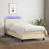 vidaXL Sommier à lattes de lit avec matelas LED Crème 90x200 cm Tissu