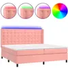 vidaXL Sommier à lattes de lit matelas et LED Rose 200x200 cm Velours