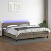 vidaXL Sommier tapissier et matelas et LED Taupe 200x200 cm Tissu