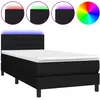 vidaXL Sommier à lattes de lit avec matelas et LED Noir 90x190cm Tissu