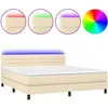 vidaXL Sommier à lattes de lit avec matelas LED Crème 160x200 cm Tissu