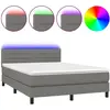 vidaXL Sommier à lattes de lit et matelas et LED Gris foncé 140x190 cm