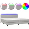 vidaXL Sommier à lattes de lit matelas LED Gris clair 200x200 cm Tissu