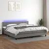 vidaXL Sommier à lattes de lit et matelas et LED Gris foncé 200x200 cm