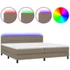 vidaXL Sommier à lattes de lit et matelas et LED Taupe 200x200cm Tissu