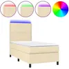 vidaXL Sommier à lattes de lit et matelas et LED Crème 90x200 cm Tissu