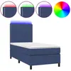 vidaXL Sommier à lattes de lit avec matelas et LED Bleu 90x200cm Tissu