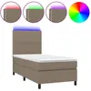 vidaXL Sommier à lattes de lit et matelas et LED Taupe 90x190 cm Tissu