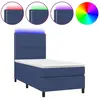 vidaXL Sommier à lattes de lit avec matelas et LED Bleu 90x190cm Tissu