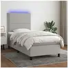 vidaXL Sommier à lattes de lit avec matelas et LED Gris clair 90x200cm