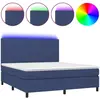 vidaXL Sommier à lattes de lit et matelas et LED Bleu 180x200 cm Tissu