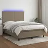vidaXL Sommier à lattes de lit et matelas et LED Taupe 140x190cm Tissu