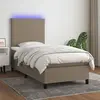 vidaXL Sommier à lattes de lit et matelas et LED Taupe 100x200cm Tissu