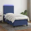vidaXL Sommier à lattes de lit avec matelas et LED Bleu 90x200cm Tissu