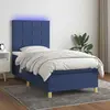 vidaXL Sommier à lattes de lit et matelas et LED Bleu 90x200 cm Tissu