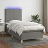 vidaXL Sommier à lattes de lit et matelas et LED Gris foncé 90x190cm