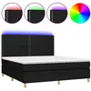 vidaXL Sommier à lattes de lit et matelas et LED Noir 180x200 cm Tissu