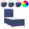 vidaXL Sommier à lattes de lit et matelas et LED Bleu 100x200 cm Tissu