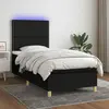 vidaXL Sommier à lattes de lit avec matelas et LED Noir 80x200cm Tissu
