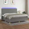 vidaXL Sommier à lattes de lit et matelas et LED Gris foncé 200x200 cm