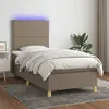 vidaXL Sommier à lattes de lit et matelas et LED Taupe 90x190 cm Tissu