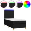 vidaXL Sommier à lattes de lit avec matelas et LED Noir 90x200cm Tissu