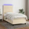 vidaXL Sommier à lattes de lit et matelas et LED Crème 90x190 cm Tissu
