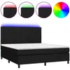 vidaXL Sommier à lattes de lit et matelas et LED Noir 180x200 cm Tissu