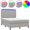 vidaXL Sommier à lattes de lit et matelas et LED Gris clair 140x190 cm
