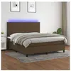 vidaXL Sommier à lattes de lit matelas et LED Marron foncé 180x200 cm