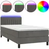 vidaXL Sommier à lattes de lit et matelas et LED Gris foncé 90x200cm