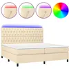 vidaXL Sommier à lattes de lit et matelas et LED Crème 200x200cm Tissu
