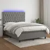 vidaXL Sommier à lattes de lit et matelas et LED Gris foncé 140x200 cm