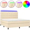 vidaXL Sommier à lattes de lit et matelas et LED Crème 160x200cm Tissu