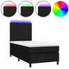vidaXL Sommier à lattes de lit avec matelas et LED Noir 80x200cm Tissu