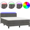 vidaXL Sommier à lattes de lit avec matelas LED Gris foncé 140x190 cm