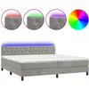 vidaXL Sommier à lattes de lit avec matelas LED Gris clair 200x200 cm