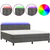 vidaXL Sommier à lattes de lit matelas et LED Gris foncé 160x200 cm