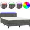 vidaXL Sommier à lattes de lit avec matelas LED Gris foncé 140x200 cm